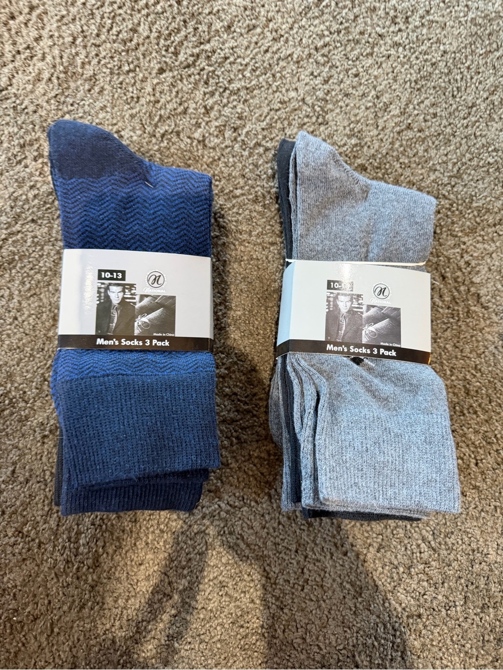 Men's Dress Crew Socks 3-Pack in Navy & Gray & blk